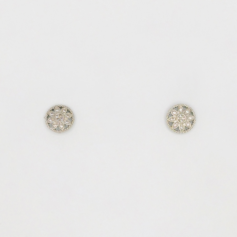 JEWELRY - EARRINGS - SCREW - ZIRCON - FLOWER Е183 - 1.2x1.2cm NICKEL - 1 pair