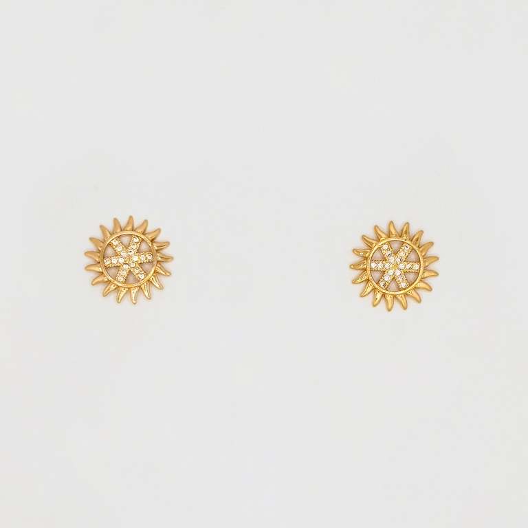 JEWELRY - EARRINGS - SCREW - ZIRCON - FLOWER Е228 - 1.6x1.6cm ROSE GOLD - 1 pair