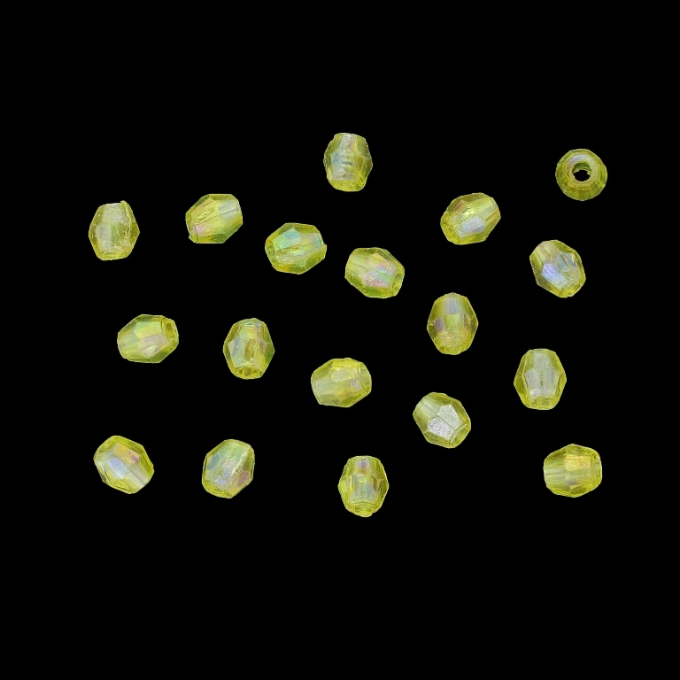 TRANSPARENT PLASTIC BEADS WITH COATING - UV - BICONES 01 - 4x4mm YELLOW (LIGHT) V19 (АВ) - 50g Hole-1.6mm (1913pcs.)