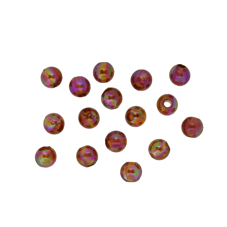 TRANSPARENT PLASTIC BEADS WITH COATING - UV - BALL - 5mm BROWN V57 (АВ) - 50g Hole-1.8mm (950pcs.)