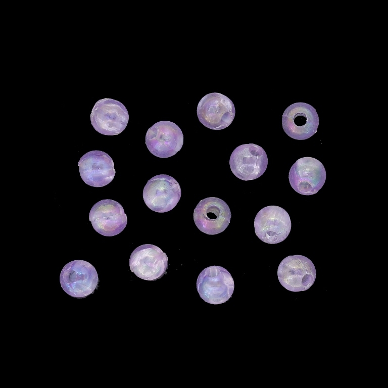 TRANSPARENT PLASTIC BEADS WITH COATING - UV - BALL - 5mm PURPLE (LIGHT) V49 (АВ) - 50g Hole-1.8mm (960pcs.)