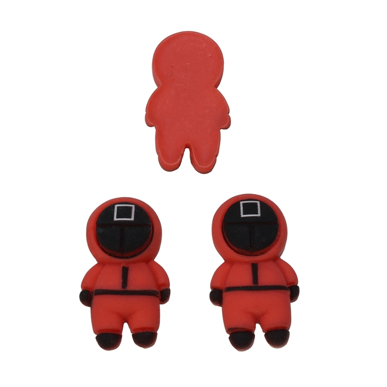 PLASTIC BEADS - RESIN 3D - FOR GLUING - Squid Game 01 Manager - 17x30x8mm RED (LIGHT) - PACKAGE 30pcs.