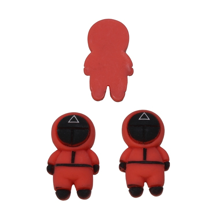 PLASTIC BEADS - RESIN 3D - FOR GLUING - Squid Game 01 Soldier - 17x30x8mm RED (LIGHT) - PACKAGE 30pcs.