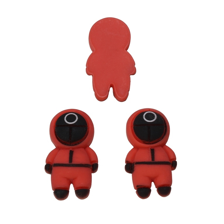 PLASTIC BEADS - RESIN 3D - FOR GLUING - Squid Game 01 Worker - 17x30x8mm RED (LIGHT) - PACKAGE 30pcs.