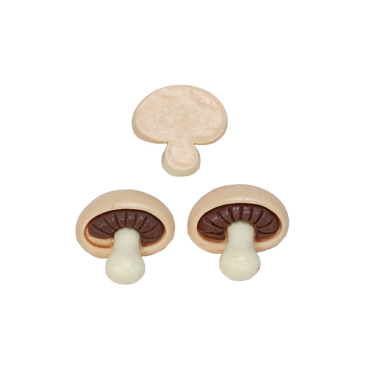 PLASTIC BEADS - RESIN 3D - FOR GLUING - MUSHROOM 05 - 20x18x7mm PEACH AND BROWN - PACKAGE 40pcs.