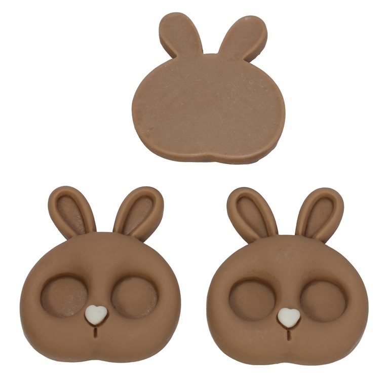 PLASTIC BEADS - RESIN 3D - FOR GLUING - RABBIT 04 - 29x34x8mm BROWN (LIGHT) - PACKAGE 25pcs.