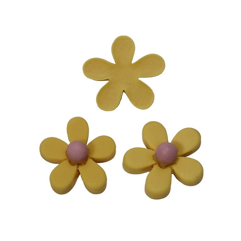 PLASTIC BEADS - RESIN 3D - FOR GLUING - FLOWER 02 - 23x10mm YELLOW - PACKAGE 40pcs.