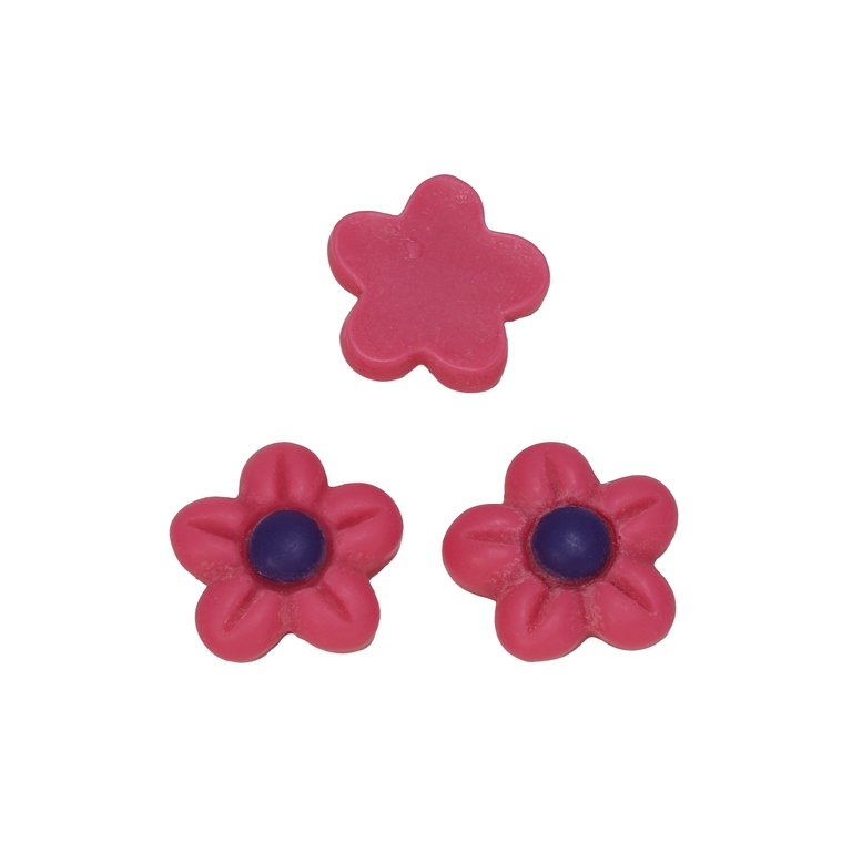 PLASTIC BEADS - RESIN 3D - FOR GLUING - FLOWER 03 - 20x7mm CYCLAMEN (DARK) AND PURPLE (DARK) - PACKAGE 50pcs.