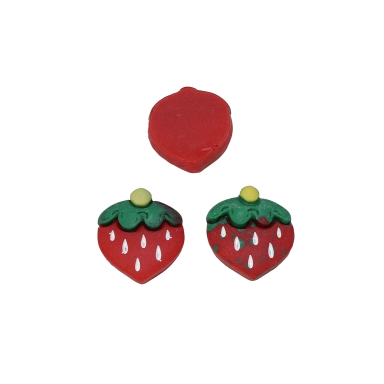 PLASTIC BEADS - RESIN 3D - FOR GLUING - STRAWBERRY 06 - 16x18x6мм RED - SECOND-RATE - PACKAGE 50pcs.