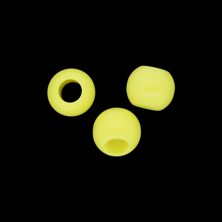 OPAQUE PLASTIC BEADS - BALL - 17mm YELLOW С17 - PACKAGE 500g Hole-8.0mm (230pcs.)