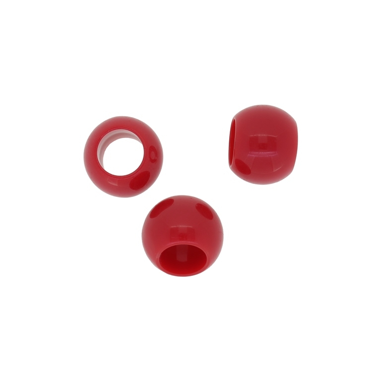 OPAQUE PLASTIC BEADS - BALL - 17mm RED ВА08 - PACKAGE 500g Hole-10.0mm (280pcs.)