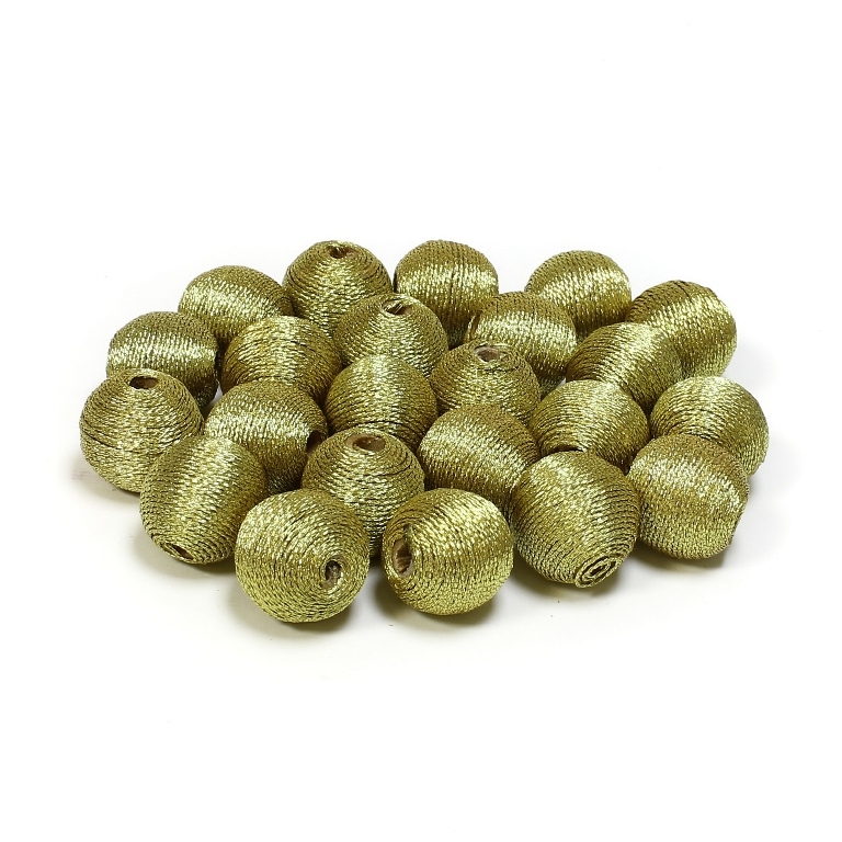 BALL WITH THREAD - LAME 01 - 16mm - ANTIQUE BRONZE - PACKAGE 50pcs. Hole-4.0mm