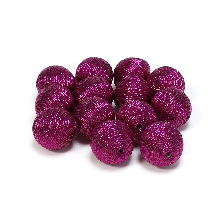 BALL WITH THREAD - LAME 02 - 20mm - CYCLAMEN - PACKAGE 50pcs. Hole-2.8mm