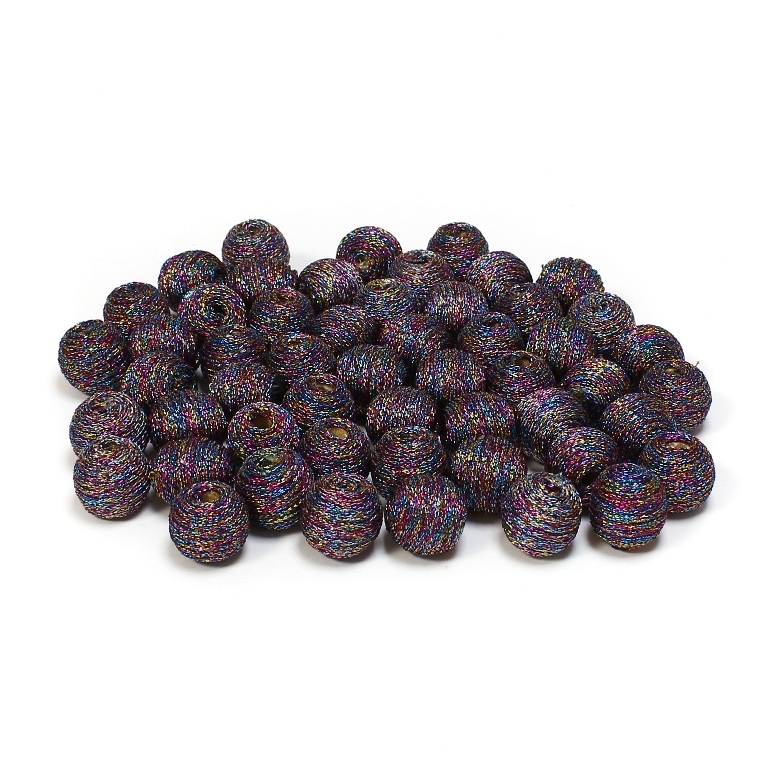 BALL WITH THREAD - LAME MULTICOLORED 01 - 10mm - COLORFUL 01 - PACKAGE 100pcs. Hole-2.8mm