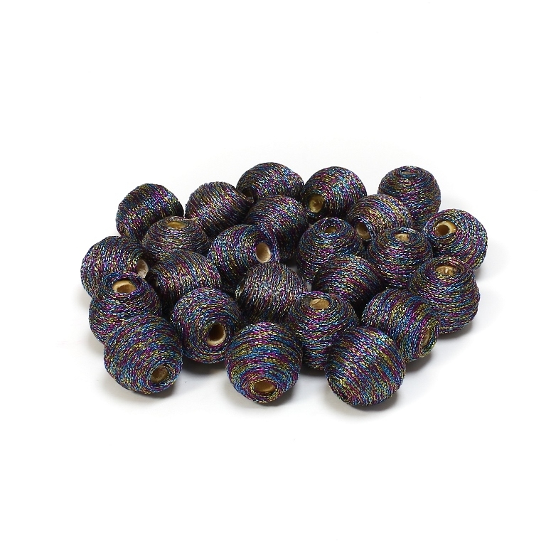 BALL WITH THREAD - LAME MULTICOLORED 01 - 14mm - COLORFUL 02 - 10pcs. Hole-4.0mm