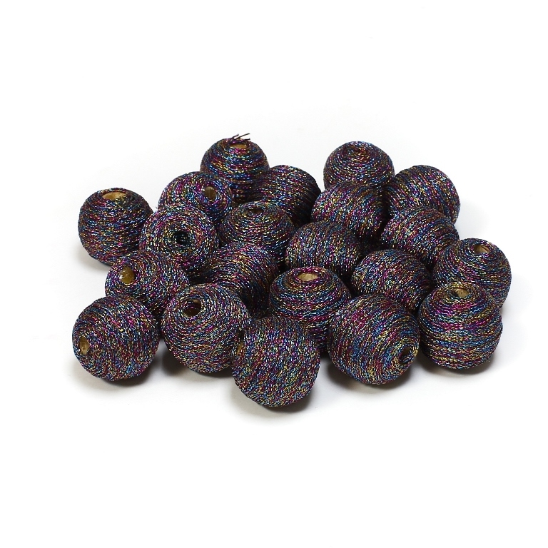 BALL WITH THREAD - LAME MULTICOLORED 01 - 16mm - COLORFUL 01 - 5pcs. Hole-4.2mm