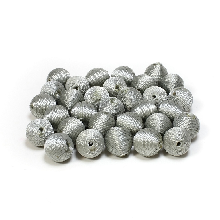 BALL WITH THREAD - POLYESTER 02 - 14mm - GRAY (LIGHT) - 10pcs. Hole-2.8mm