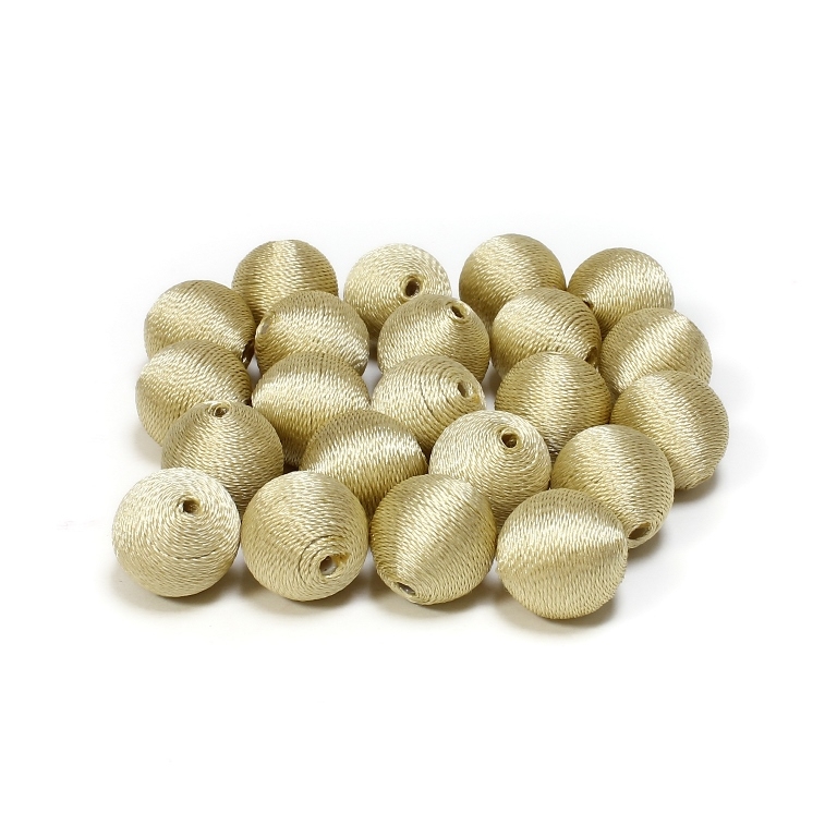 BALL WITH THREAD - POLYESTER 02 - 16mm - GOLD (LIGHT) - 5pcs. Hole-2.8mm