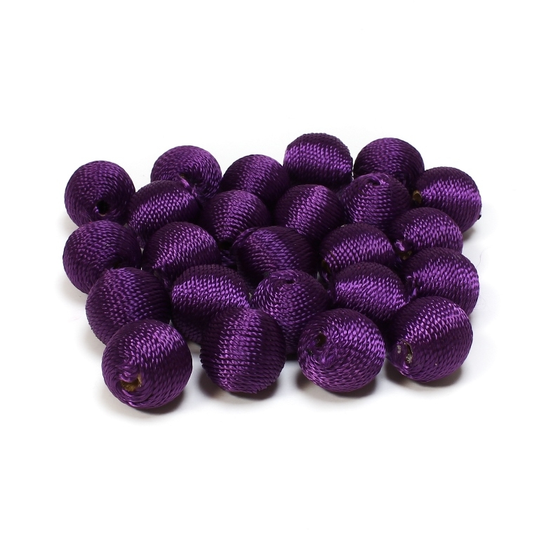 BALL WITH THREAD - POLYESTER 02 - 16mm - PURPLE (DARK) - 5pcs. Hole-4.0mm