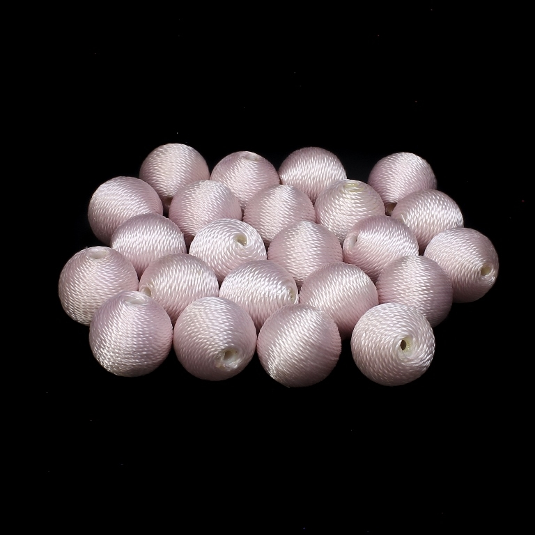 BALL WITH THREAD - POLYESTER 02 - 16mm - PINK (LIGHT) - PACKAGE 50pcs. Hole-3.0mm