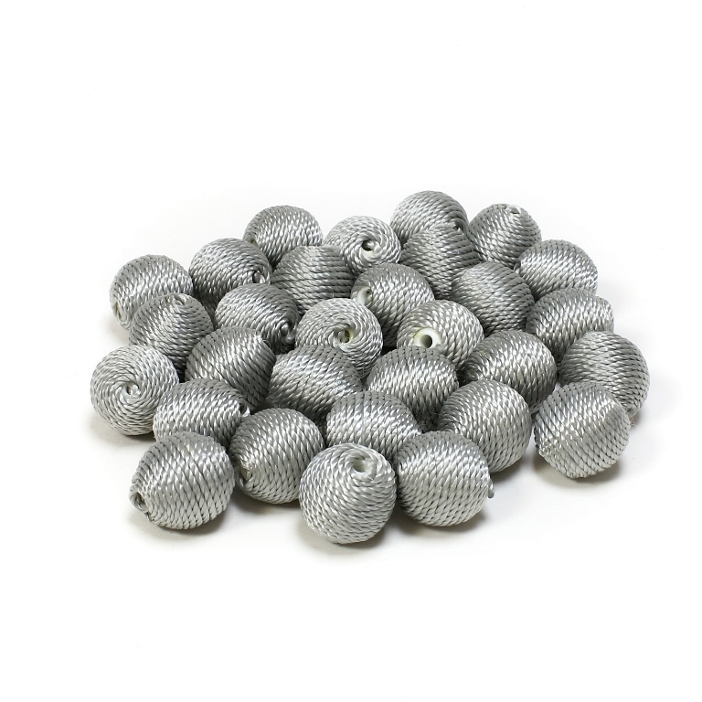 BALL WITH THREAD - POLYESTER 03 - 14mm - GRAY (LIGHT) - 10pcs. Hole-2.5mm