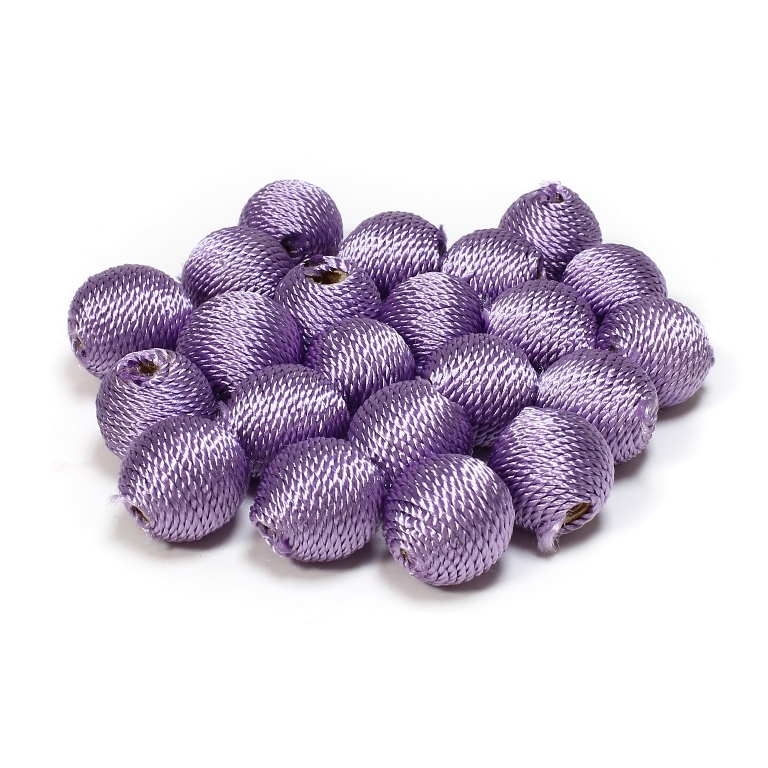 BALL WITH THREAD - POLYESTER 03 - 16mm - PURPLE - 5pcs. Hole-3.8mm