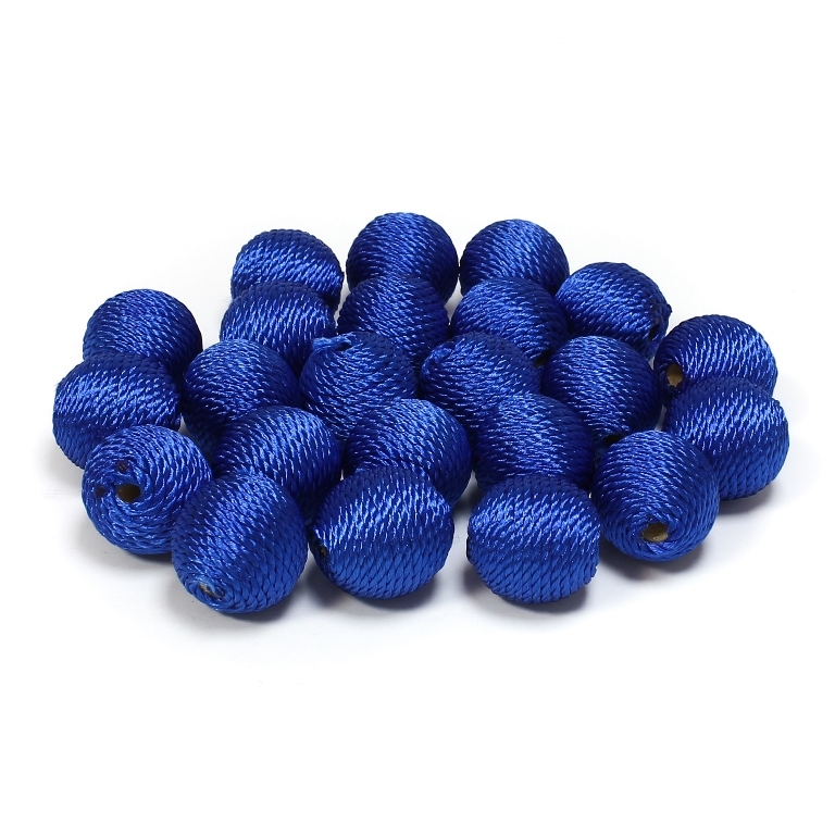 BALL WITH THREAD - POLYESTER 03 - 16mm - BLUE - 5pcs. Hole-3.8mm