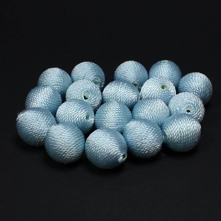 BALL WITH THREAD - POLYESTER 03 - 18mm - BLUE (LIGHT) - 5pcs. Hole-2.5mm