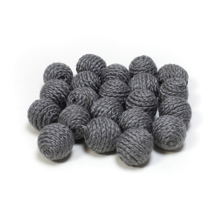 BALL WITH THREAD - POLYESTER 04 - 16mm - GRAY - 5pcs. Hole-3.0mm