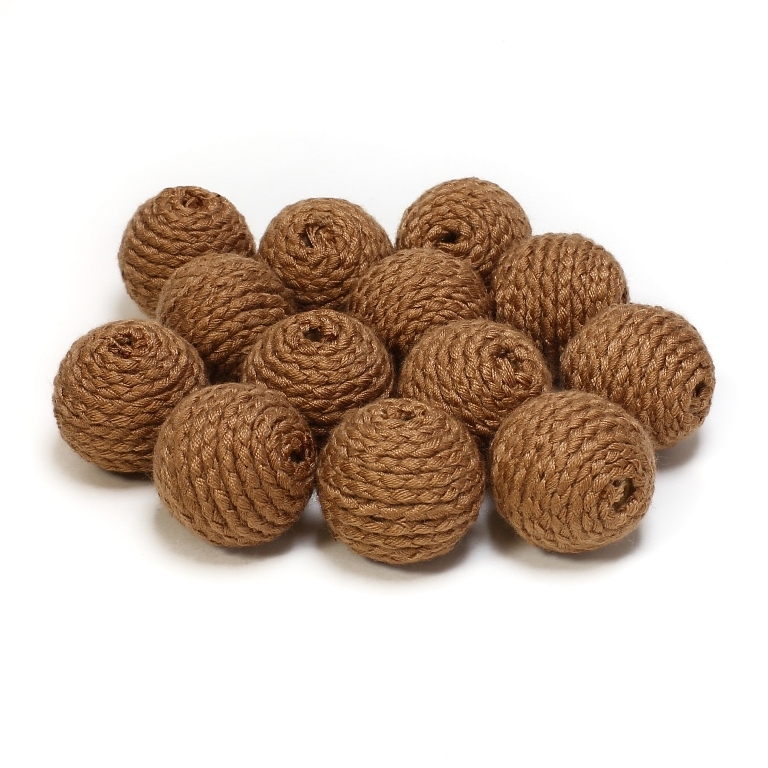 BALL WITH THREAD - POLYESTER 04 - 20mm - BROWN (LIGHT) - 5pcs. Hole-3.5mm