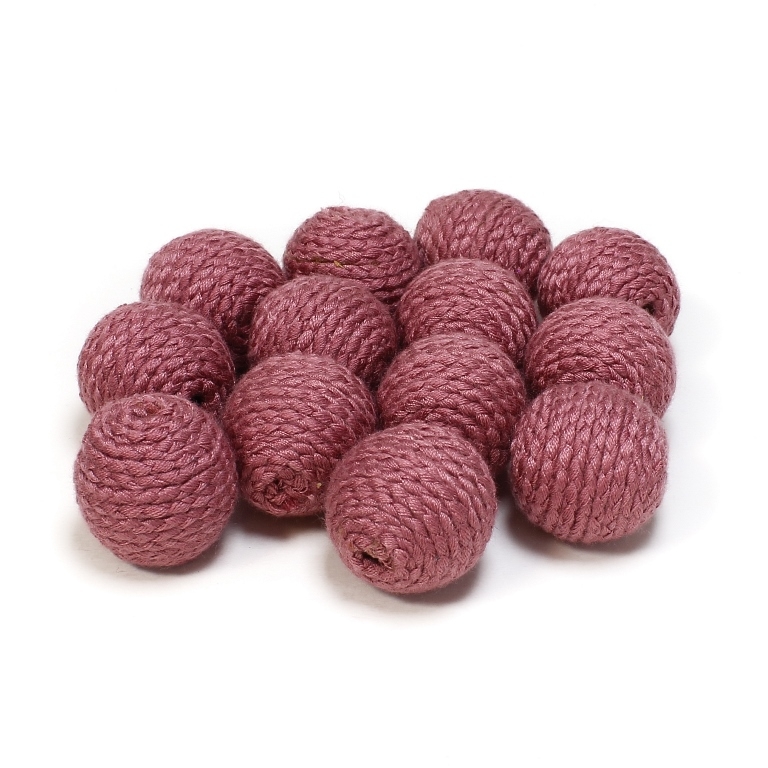 BALL WITH THREAD - POLYESTER 04 - 20mm - ROSE DUST (DARK) - 5pcs. Hole-3.5mm