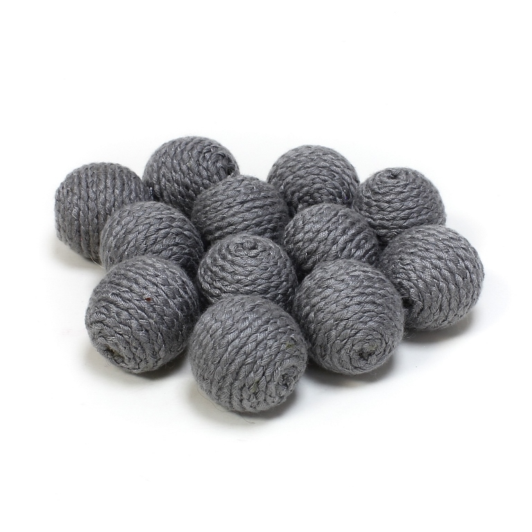 BALL WITH THREAD - POLYESTER 04 - 20mm - GRAY - PACKAGE 50pcs. Hole-4.0mm