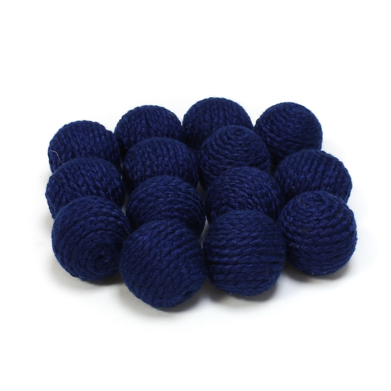 BALL WITH THREAD - POLYESTER 04 - 20mm - BLUE (DARK) - 5pcs. Hole-3.5mm