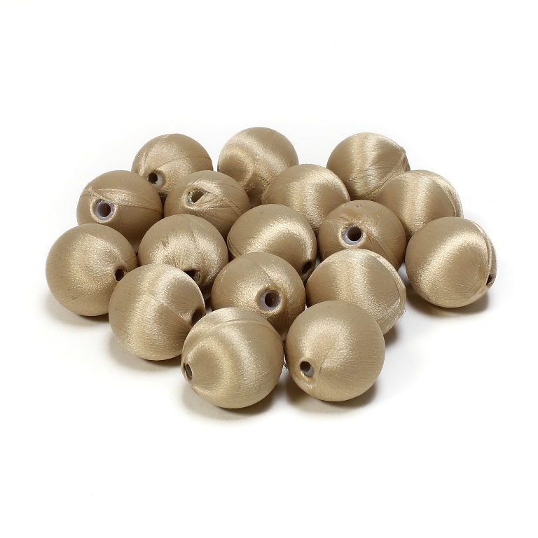 BALL WITH THREAD - POLYESTER 05 - 20mm - BEIGE - 5pcs. Hole-3.0mm