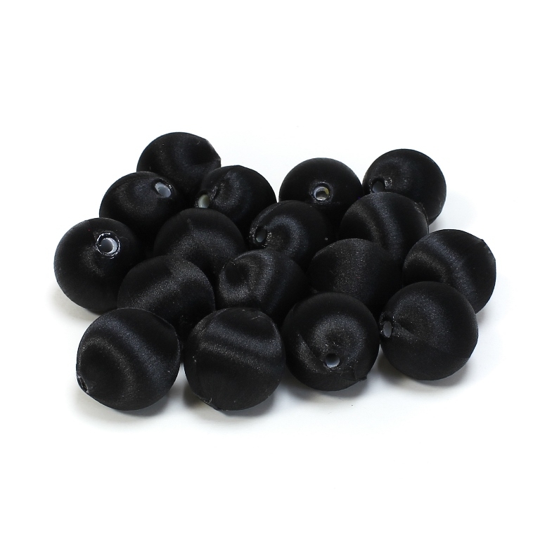 BALL WITH THREAD - POLYESTER 05 - 20mm - BLACK - PACKAGE 50pcs. Hole-3.0mm