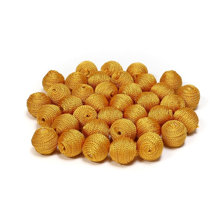 BALL WITH THREAD - POLYESTER GSM - 12mm - ORANGE - 10pcs. Hole-2.5mm