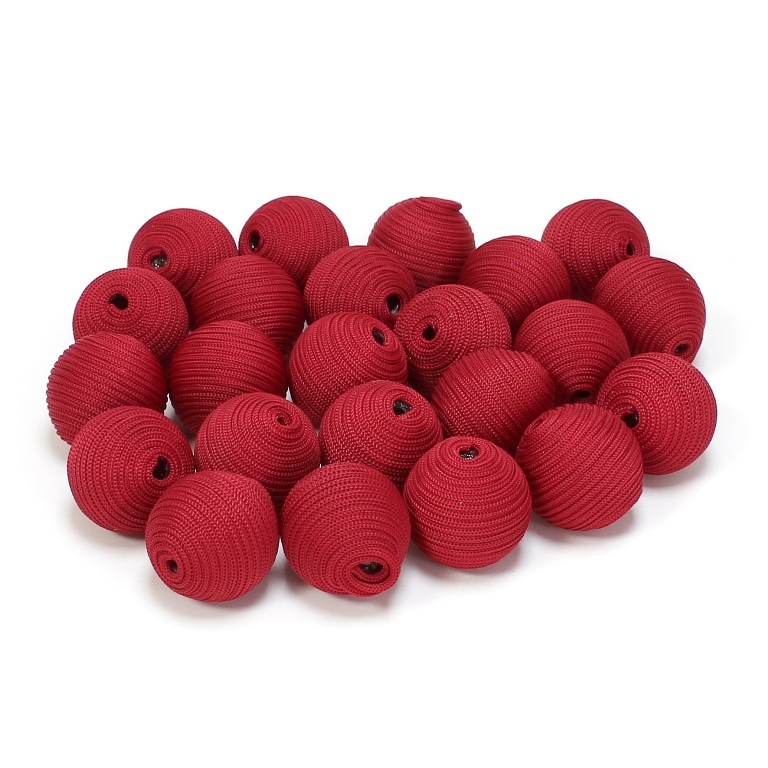 BALL WITH THREAD - POLYESTER GSM - 14mm - BORDEAUX (LIGHT) - PACKAGE 100pcs. Hole-2.5mm