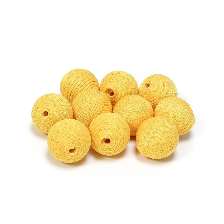 BALL WITH THREAD - POLYESTER GSM - 16mm - YELLOW - PACKAGE 50pcs. Hole-2.5mm