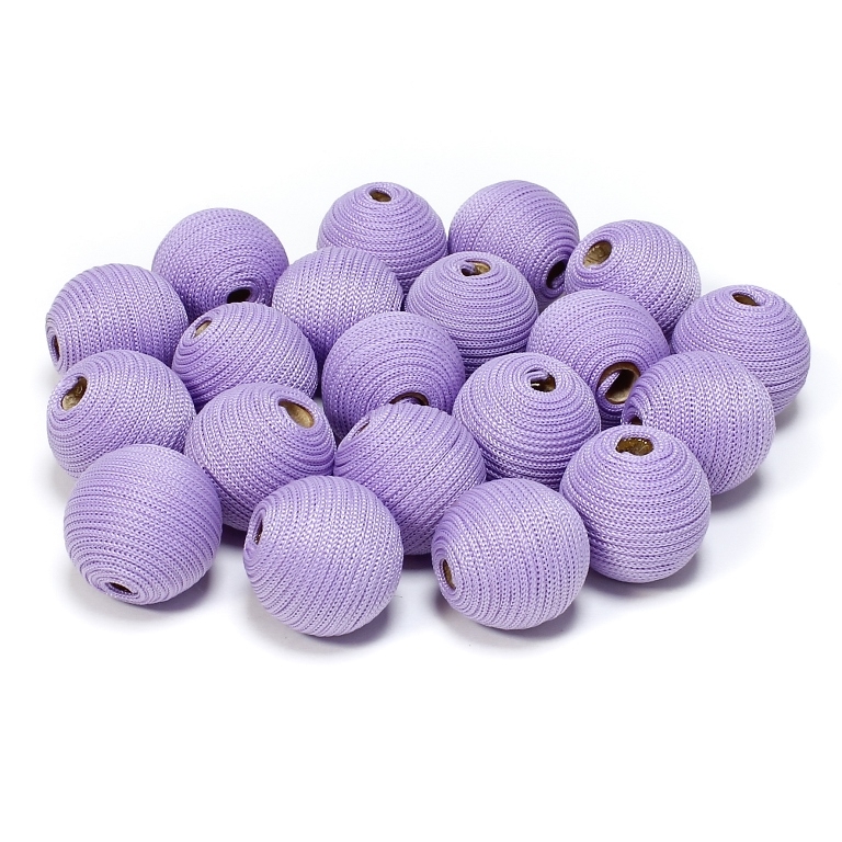 BALL WITH THREAD - POLYESTER GSM - 16mm - PURPLE - 5pcs. Hole-3.5mm