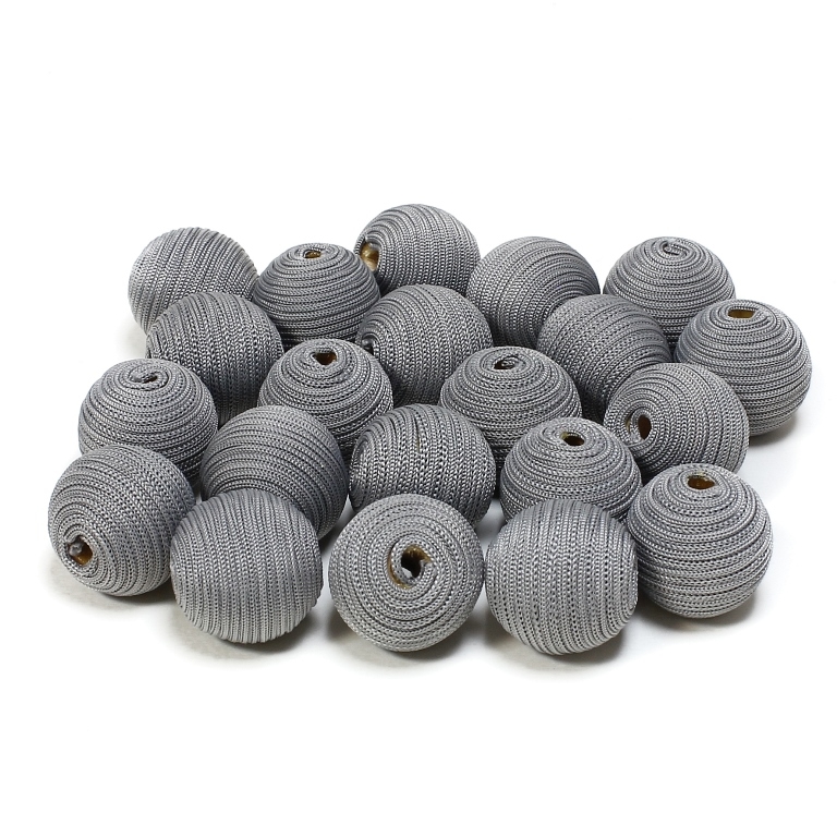 BALL WITH THREAD - POLYESTER GSM - 16mm - GRAY (DARK) - 5pcs. Hole-3.0mm