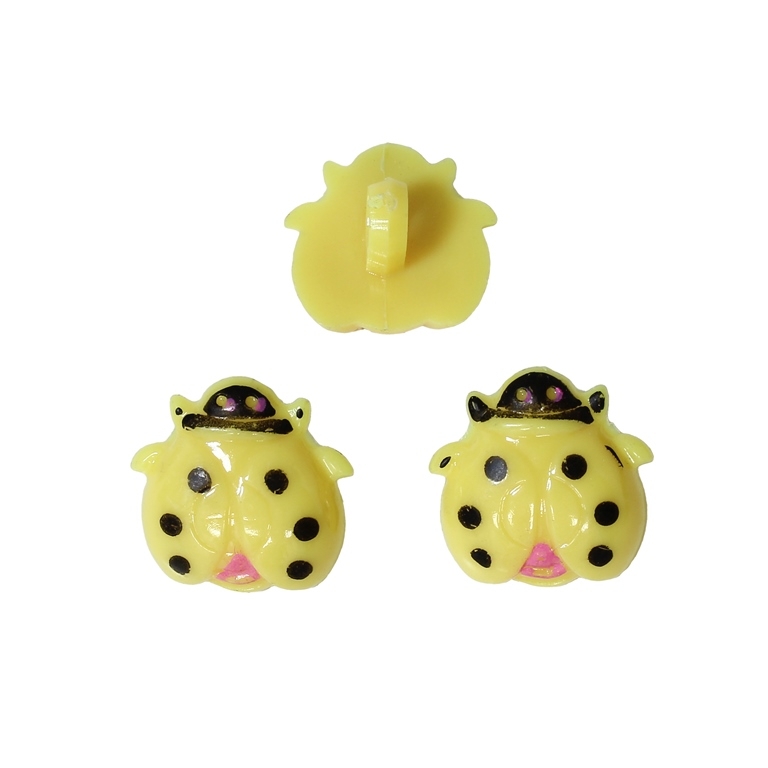 PLASTIC BEADS - BUTTON TYPE - LADYBUG 01 - 17x17mm YELLOW AND BLACK - PACKAGE 200g (321pcs.) Hole-3.4mm