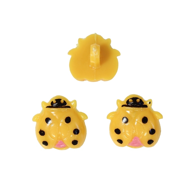 PLASTIC BEADS - BUTTON TYPE - LADYBUG 01 - 17x17mm ORANGE AND BLACK - PACKAGE 200g (321pcs.) Hole-3.4mm