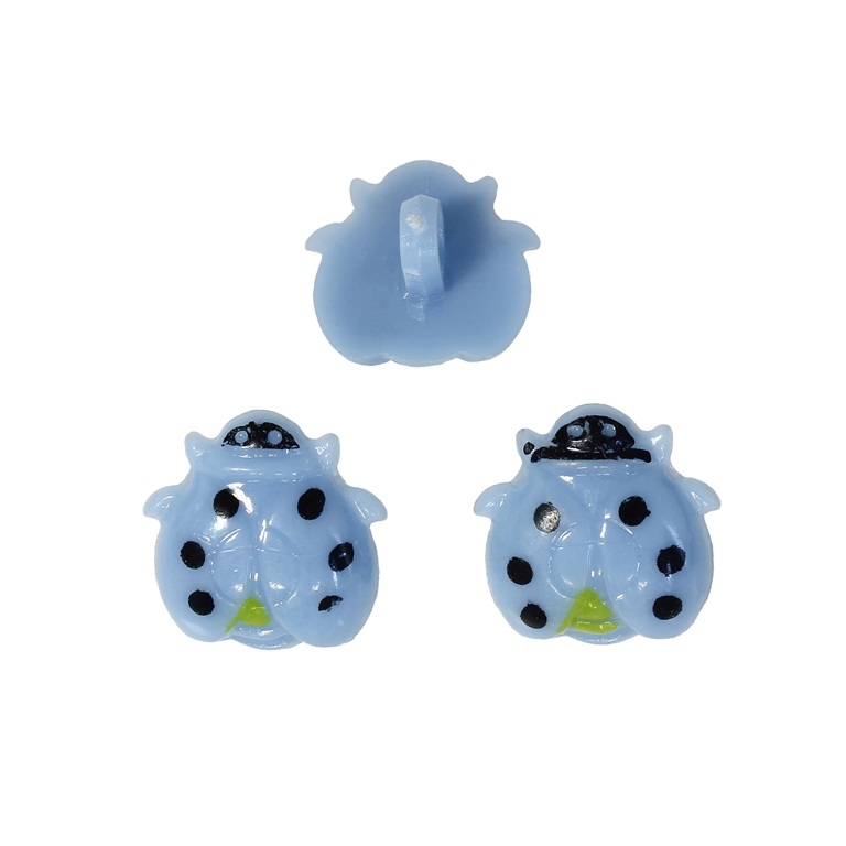 PLASTIC BEADS - BUTTON TYPE - LADYBUG 01 - 17x17mm BLUE AND BLACK - PACKAGE 200g (321pcs.) Hole-3.4mm