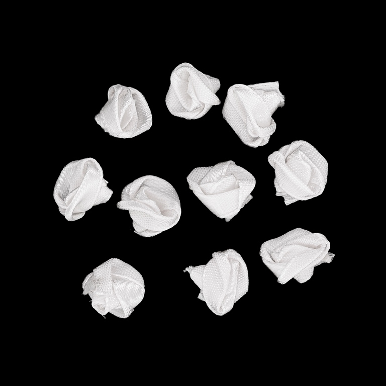 TEXTILE BEADS - SATIN - ROSE - 14mm WHITE 001 - 50 pcs.