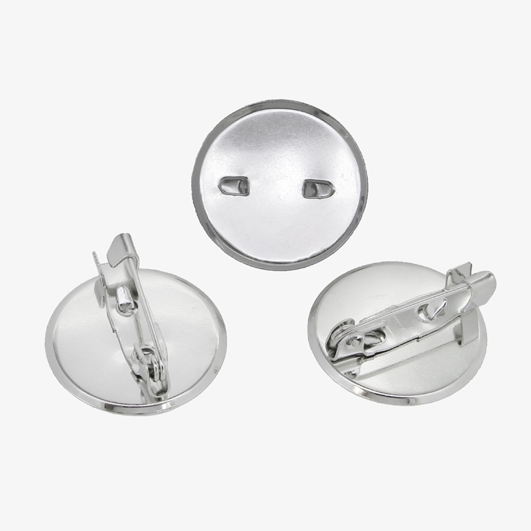 METAL ELEMENTS - BROOCH CLIP BASE SAFETY PINS - CIRCLE 03 - 19мм NICKEL COLOR - NICKEL FREE - 20pcs.