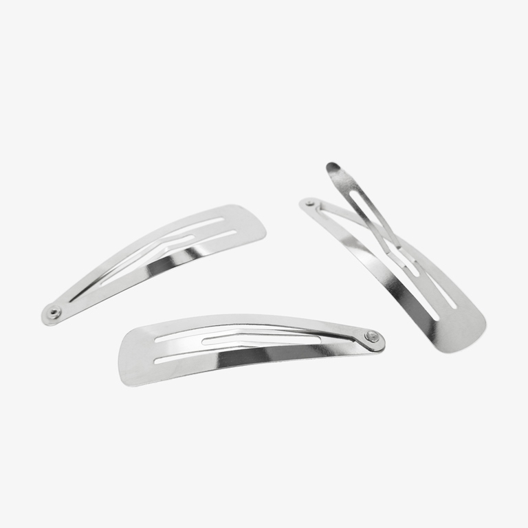 METAL ELEMENTS - METAL SNAP HAIR CLIP WITHOUT HOLE - 45x13mm NICKEL COLOR - 10pcs.