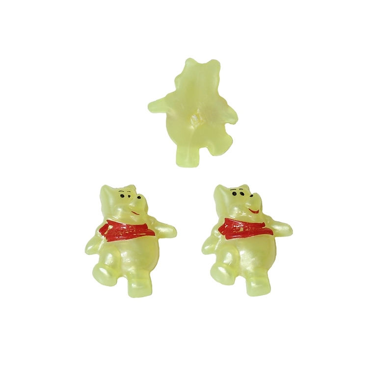 PLASTIC BEADS FOR GLUING - FIGURINES - WINNIE THE POOH 01 - 19x14mm YELLOW AND RED - PACKAGE 200g (450pcs.)