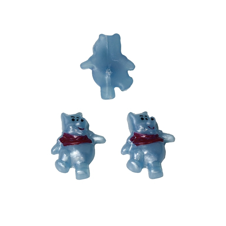 PLASTIC BEADS FOR GLUING - FIGURINES - WINNIE THE POOH 01 - 19x14mm BLUE (LIGHT) AND RED (DARK) - PACKAGE 200g (450pcs.)