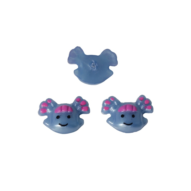 PLASTIC BEADS FOR GLUING - FIGURINES - GIRL 01 - 18x14mm BLUE AND PINK - PACKAGE 200g (488pcs.)