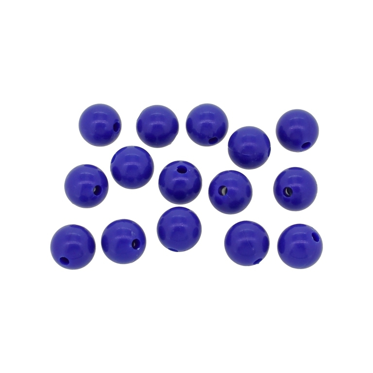 OPAQUE PLASTIC BEADS - BALL - 10mm BLUE (DARK) С33 - PACKAGE 500g Hole-2.2mm (1040pcs.)